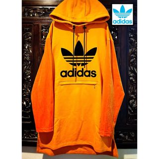 オリジナルス(Originals（adidas）)のアディダス オリジナルス オレンジ ベロア パーカー ワンピース ジャージ(パーカー)