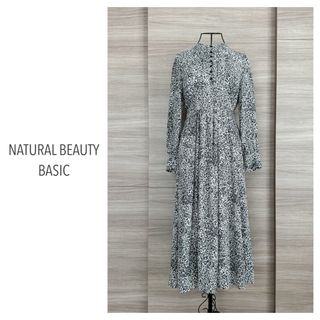 ナチュラルビューティーベーシック(NATURAL BEAUTY BASIC)の2023◇ナチュラルビューティーベーシック　バイカラーミニフラワープリントワンピ(ロングワンピース/マキシワンピース)