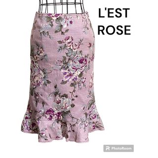 レストローズ(L'EST ROSE)の未使用タグ付　L'EST ROSE  レストローズ　花柄マーメイドスカート(ひざ丈スカート)