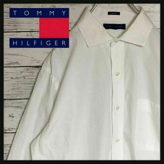 トミーヒルフィガー(TOMMY HILFIGER)の【美品】トミーヒルフィガー☆長袖ドレスシャツ　人気カラー白色　M A373(シャツ)