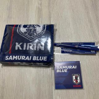 キリン(キリン)の新品3点非売品サムライブルーsamuraiキリンKIRINタオルマフラーペン付箋(記念品/関連グッズ)