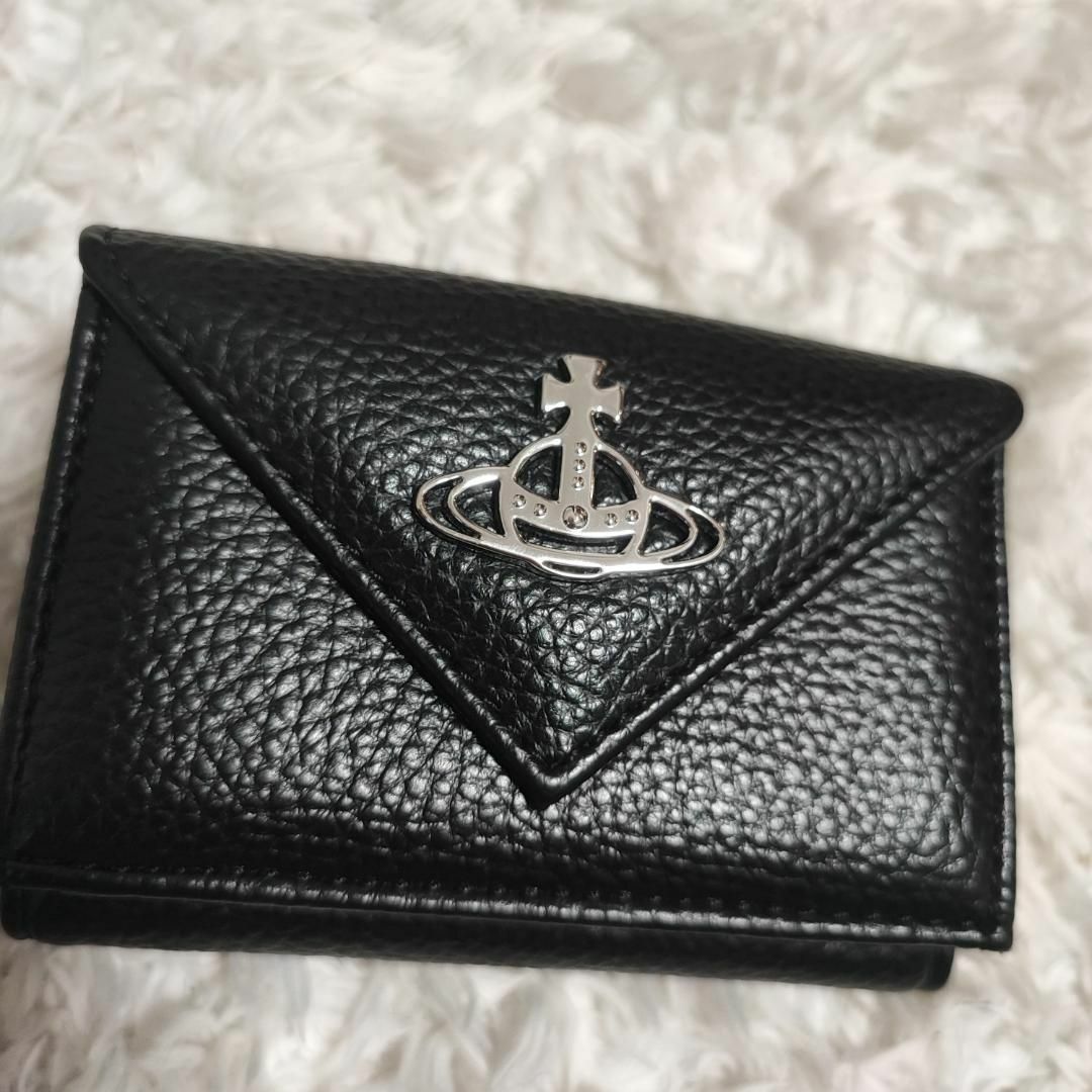Vivienne Westwood(ヴィヴィアンウエストウッド)の【未使用級】ヴィヴィアンウエストウッド　3つ折り財布　シルバーオーブ　黒 レディースのファッション小物(財布)の商品写真