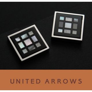 ユナイテッドアローズ(UNITED ARROWS)の4614◆ユナイテッドアローズ◆カフス◆シルバー黒曜石白蝶貝◆カフスボタン(カフリンクス)