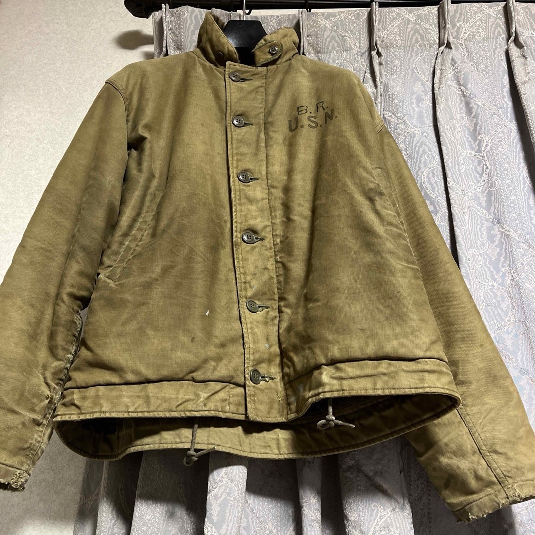 米軍実物 巻き上げ USN N-1 デッキジャケット 40s後期size40 米軍実物 巻き上げ USN N-1 デッキジャケット 40s後期size40