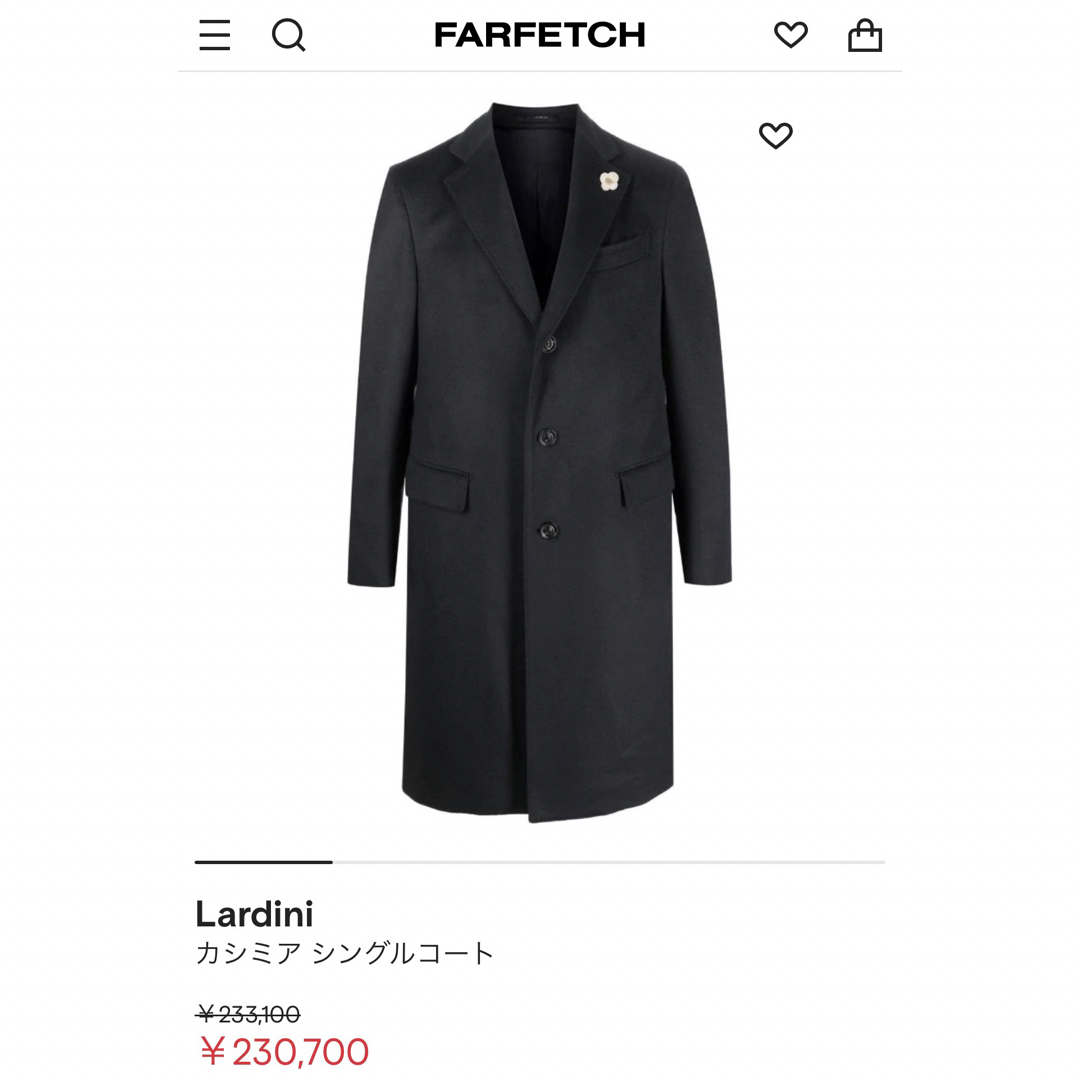 LARDINI(ラルディーニ)の定価23,3万 ラルディーニ シングル3B チェスターコート カシミア ブラック メンズのジャケット/アウター(チェスターコート)の商品写真