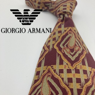 ジョルジオアルマーニ(Giorgio Armani)の【美品】GIORGIO ARMANI /アルマーニ　ネクタイ　ブラウン　ロゴ有(ネクタイ)