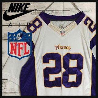 ナイキ(NIKE)の【美品ナイキ】NFL ゲームシャツ　バイキングス　人気ワッペン白紫L F292(Tシャツ/カットソー(半袖/袖なし))