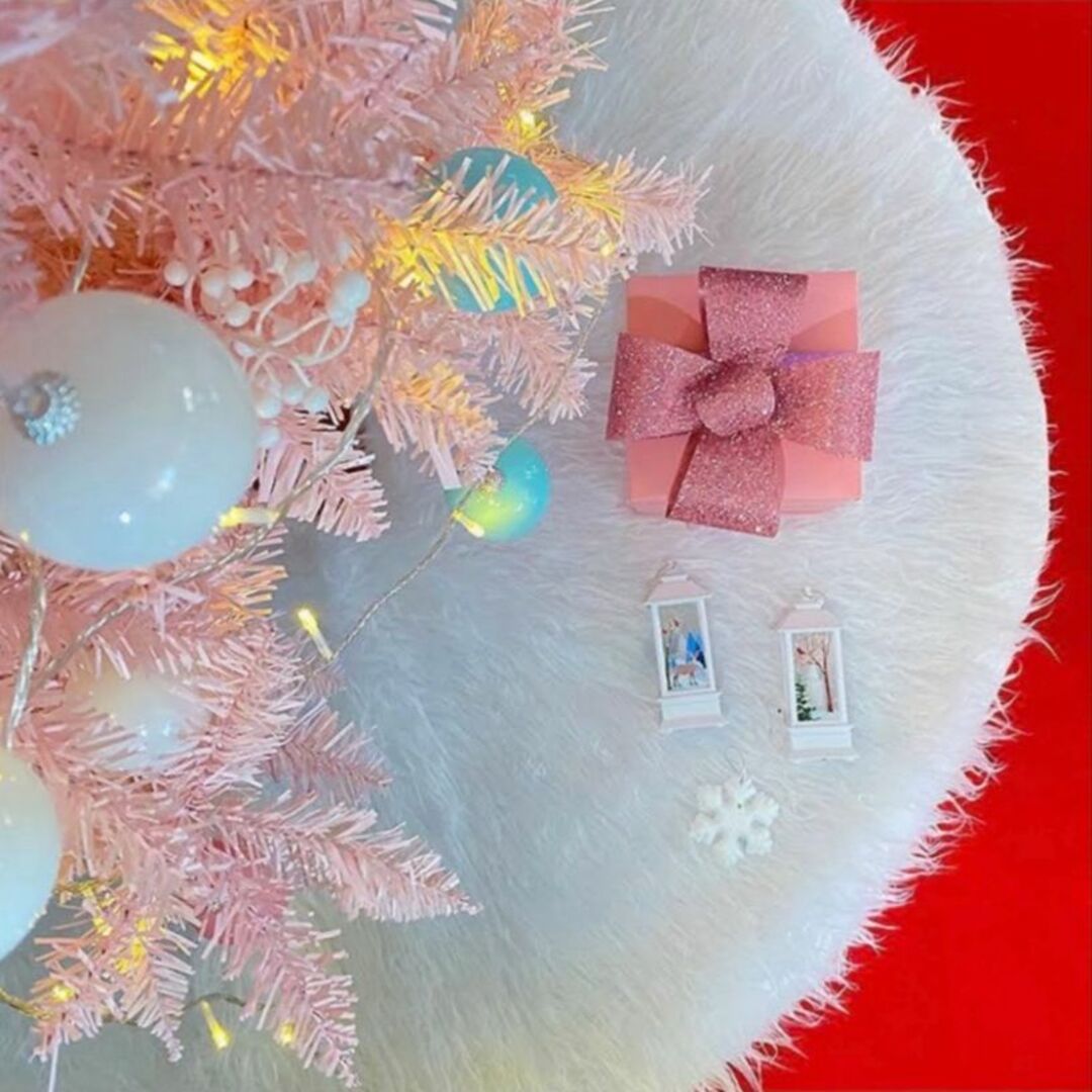 クリスマスツリー 装飾 マット ホワイト ラグ ふわふわ ツリー ツリースカート インテリア/住まい/日用品のラグ/カーペット/マット(ラグ)の商品写真