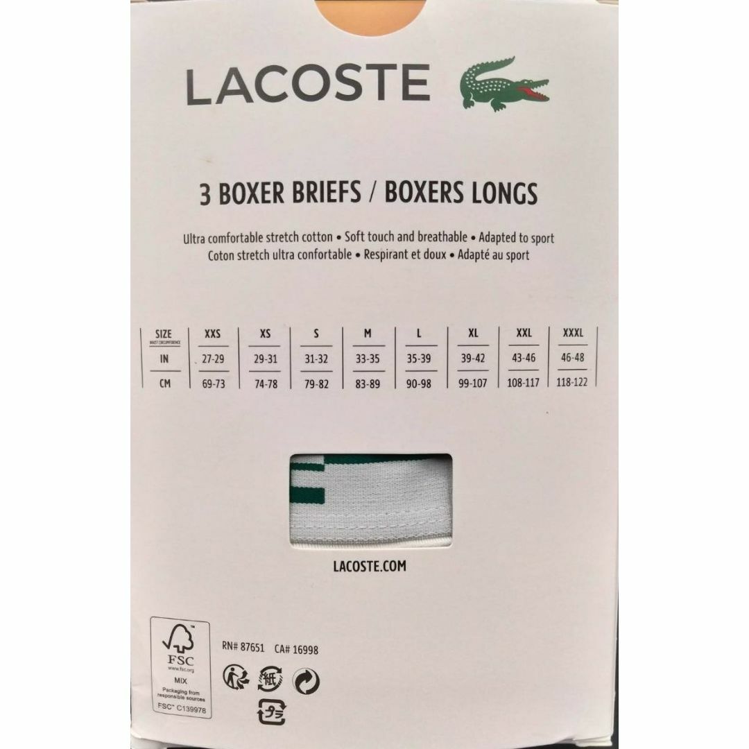 LACOSTE(ラコステ)のLACOSTE(ラコステ)  ボクサーパンツ White Mサイズ 2枚セット メンズのアンダーウェア(ボクサーパンツ)の商品写真