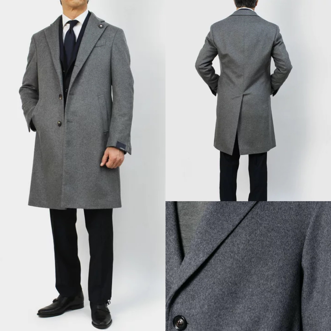 LARDINI(ラルディーニ)の定価24,2万 ラルディーニ チェスターコート カシミア GREY 46サイズ メンズのジャケット/アウター(チェスターコート)の商品写真