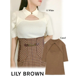 リリーブラウン(Lily Brown)のLILY BROWN リリーブラウンフロントオープンポロニット　(ニット/セーター)