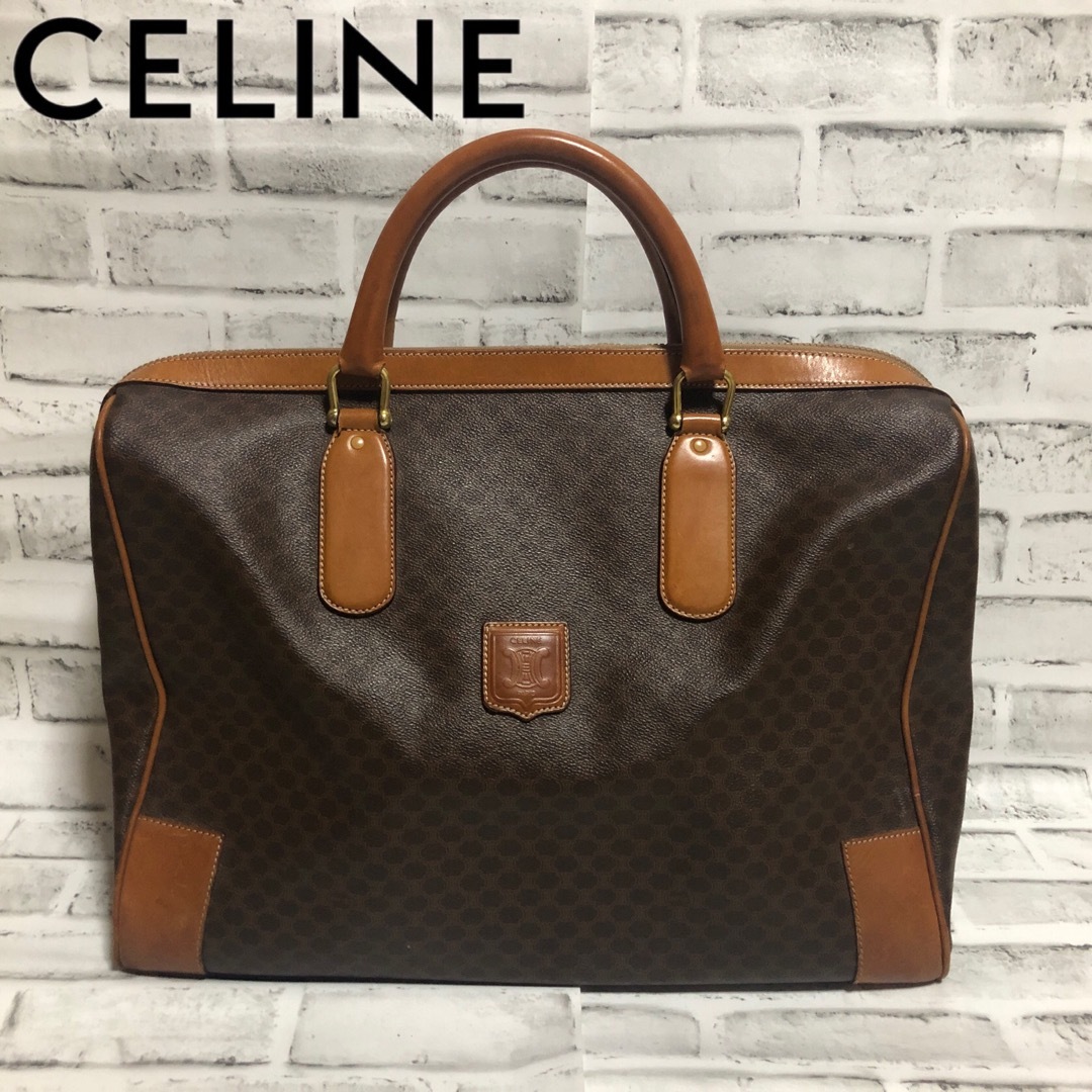 CELINE セリーヌ⭐️ボストンバッグ マカダム柄 レザー PVC CELINE セリーヌ⭐️ボストンバッグ マカダム柄 レザー PVC