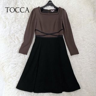 トッカ(TOCCA)のトッカ ルミナス バイカラー ウエストクロス Aライン ワンピース ドレス(ひざ丈ワンピース)