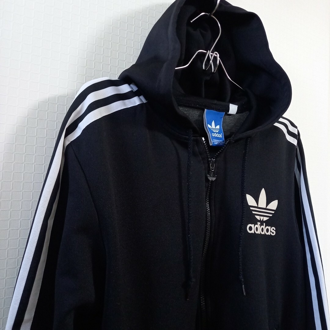 【アディダス】adidas トラックジャケット  ジャージ  パーカー 黒  M