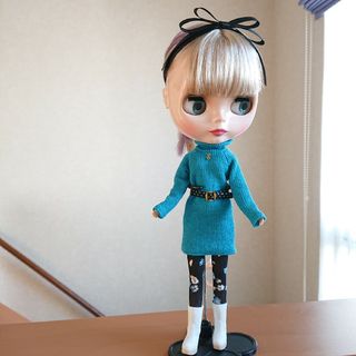 タカラトミー(Takara Tomy)の【ハンドメイド】22cmドール アウトフィット ハイネックワンピ ターコイズ(その他)