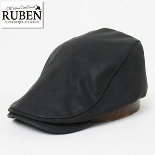 ルーベン(Ruben)の新品 RUBEN ルーベン フェイクレザー ハンチング フリーサイズ ブラック(ハンチング/ベレー帽)