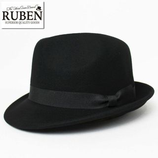 ルーベン(Ruben)の新品 RUBEN ルーベン フェルトウール ポケッタブル 中折ハット ブラック(ハット)