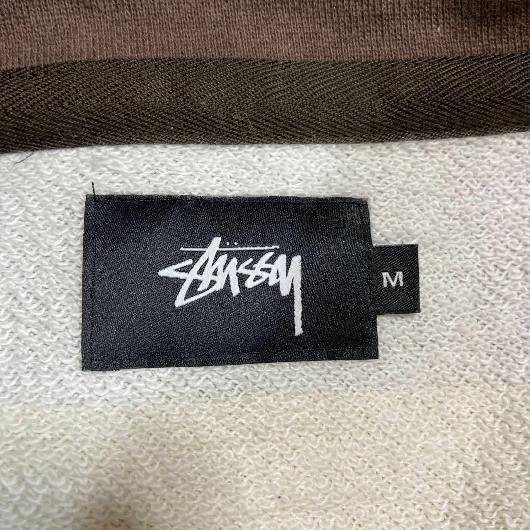 STUSSY - 【ボーダー、ハーフジップ】stussyワンポイント刺繍ロゴ古着