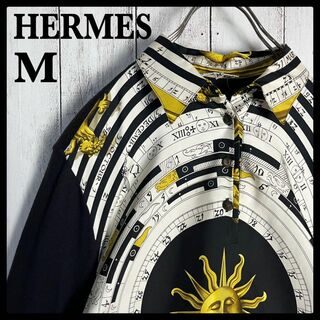 エルメス(Hermes)のエルメス 総柄入りニットポロシャツ シルク カシミア 太陽 サン 入手困難(ポロシャツ)