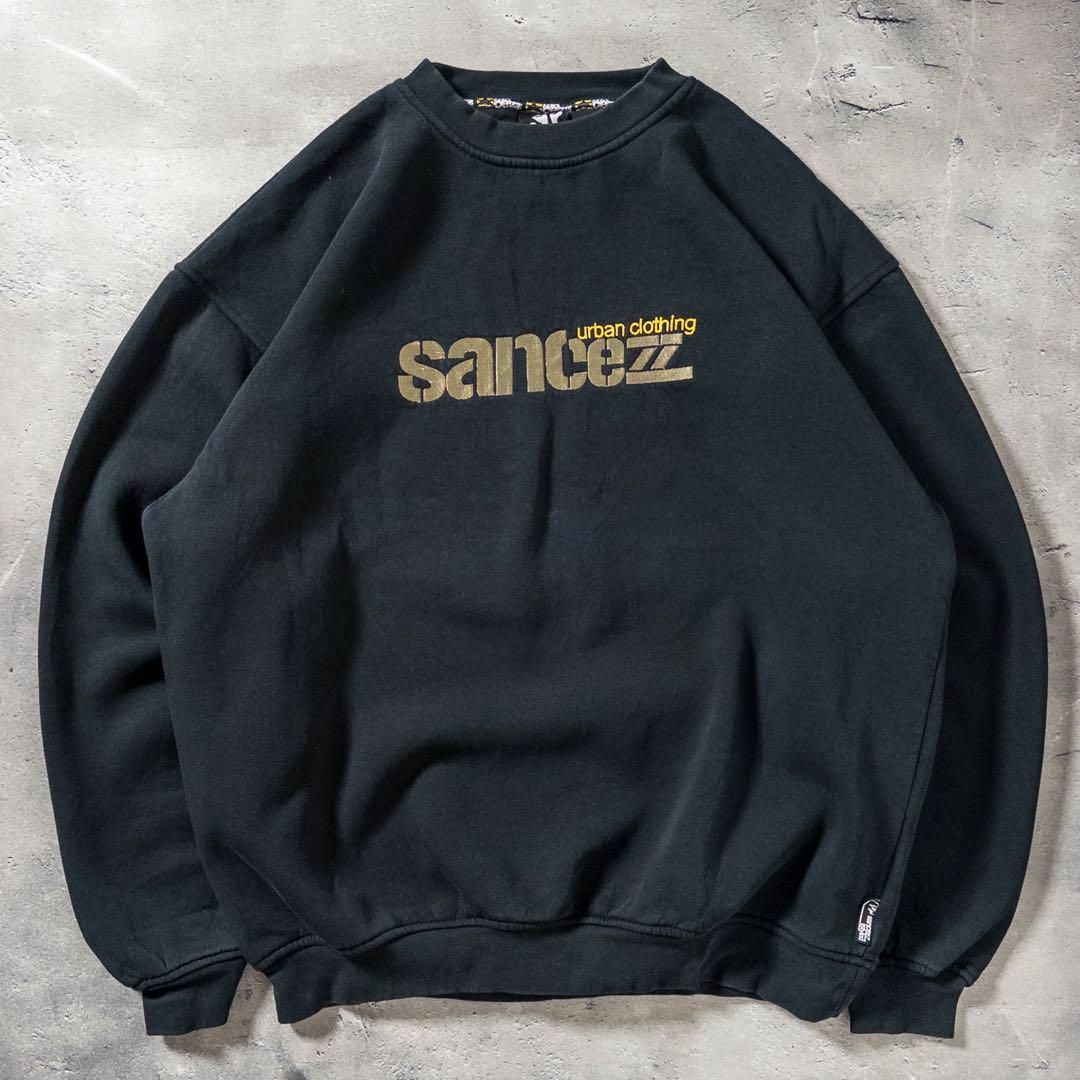 sancezz 00s スウェット ブラック オーバーサイズ 古着 刺繍の sancezz 00s スウェット ブラック オーバーサイズ 古着 刺繍の
