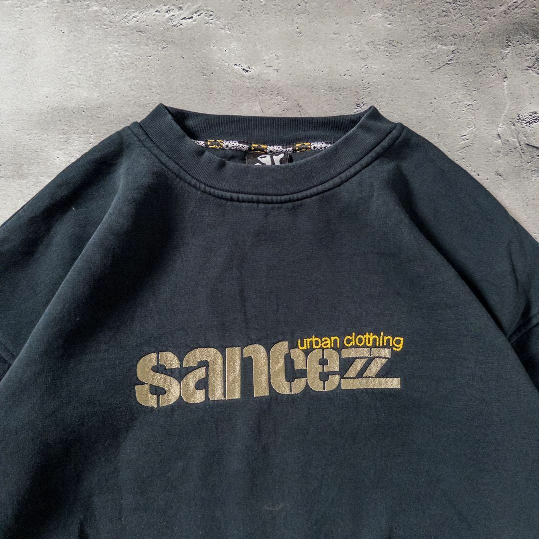 sancezz 00s スウェット ブラック オーバーサイズ 古着 刺繍の sancezz 00s スウェット ブラック オーバーサイズ 古着 刺繍の