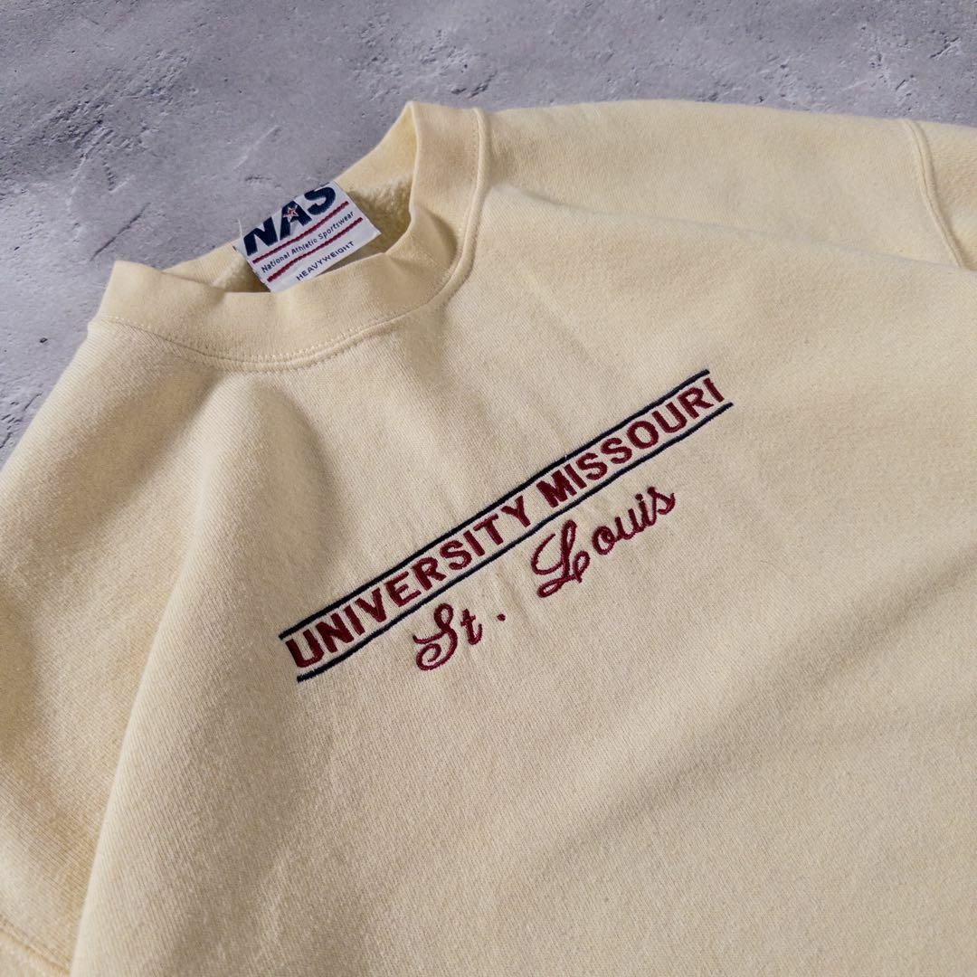 vintage ヴィンテージ スウェット 90s カレッジ 古着 イエロー 刺繍 メンズのトップス(スウェット)の商品写真