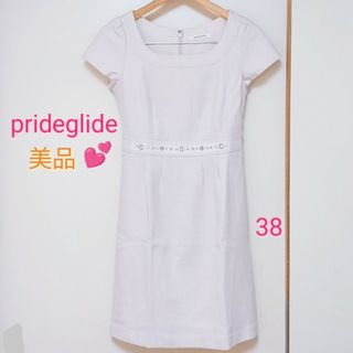 プライドグライド(prideglide)のprideglide ❥ ビジュー付き 毛100%上品ワンピース💕 38(ひざ丈ワンピース)