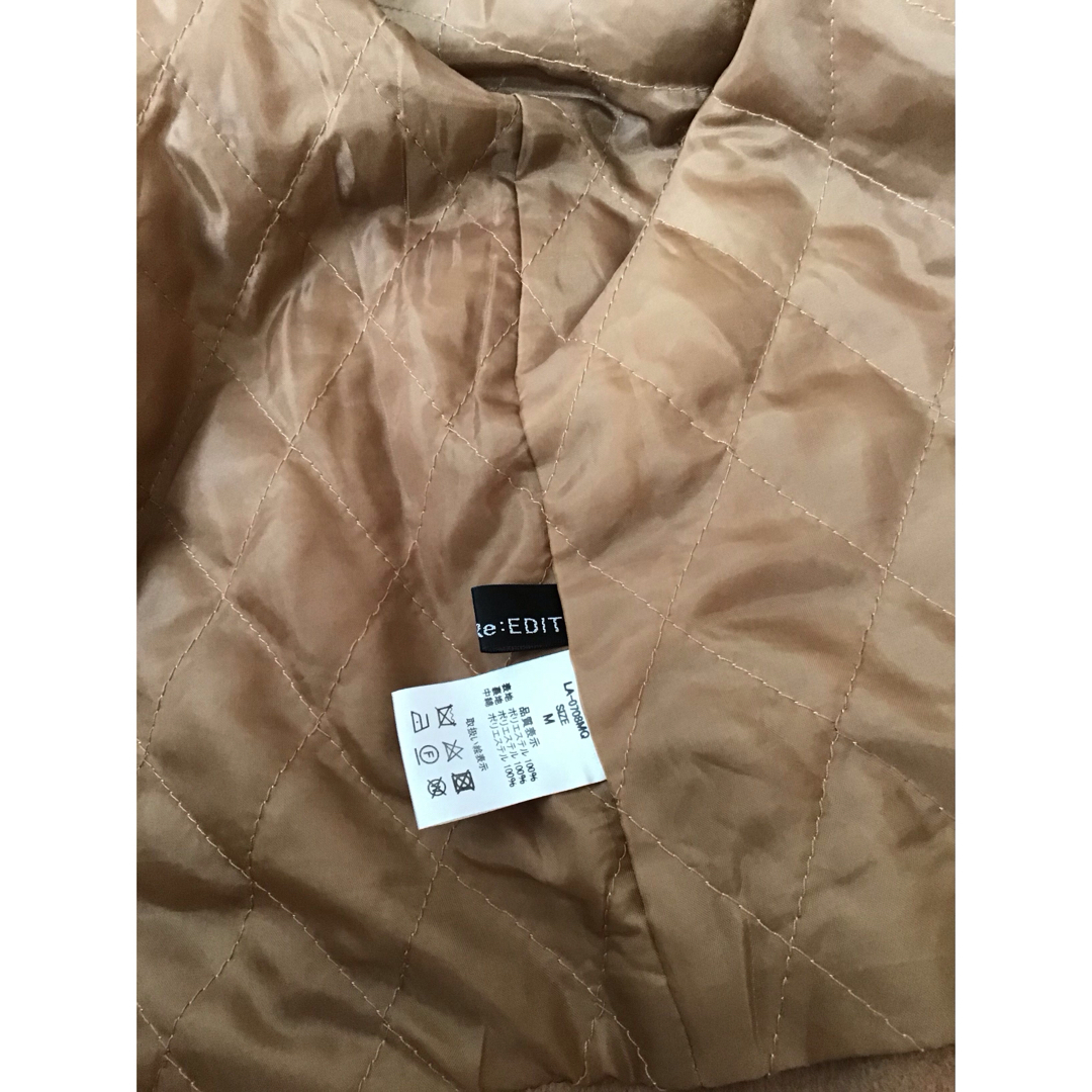 リエディ  ノーカラーコート　キャメル レディースのジャケット/アウター(ロングコート)の商品写真
