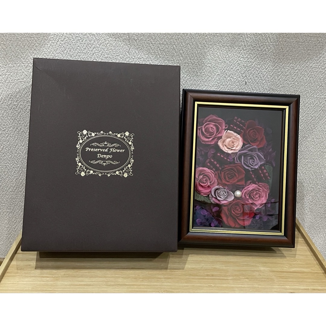 Preserved Flower Denpo プリザーブドフラワー電報台紙　薔薇 インテリア/住まい/日用品のインテリア小物(置物)の商品写真