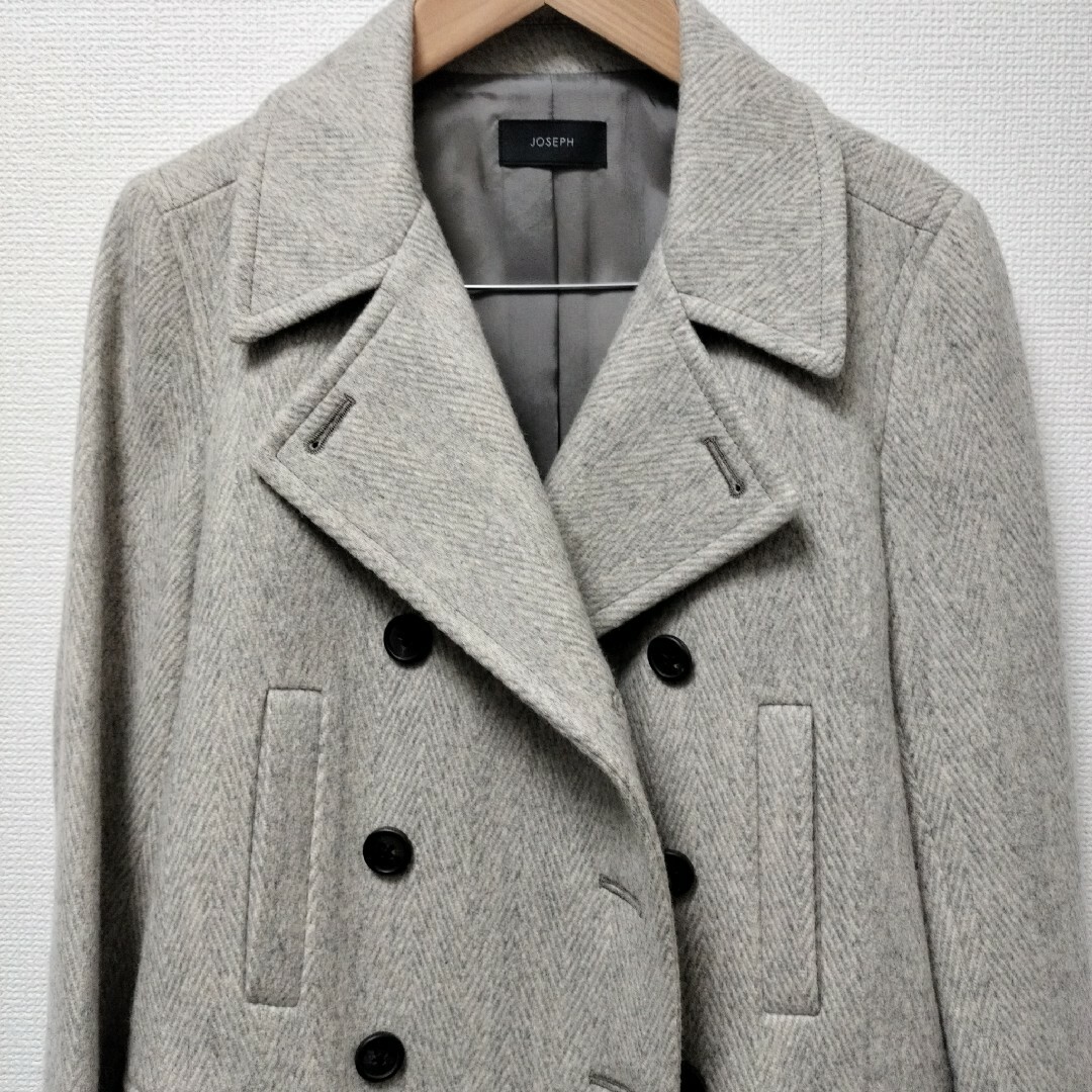 JOSEPH(ジョゼフ)のジョゼフ ロング丈ピーコート ウール ライトグレー  38 レディースのジャケット/アウター(ピーコート)の商品写真