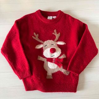 ザラキッズ(ZARA KIDS)のZARA トナカイニット　110センチ　5歳　6歳　クリスマス　赤(ニット)