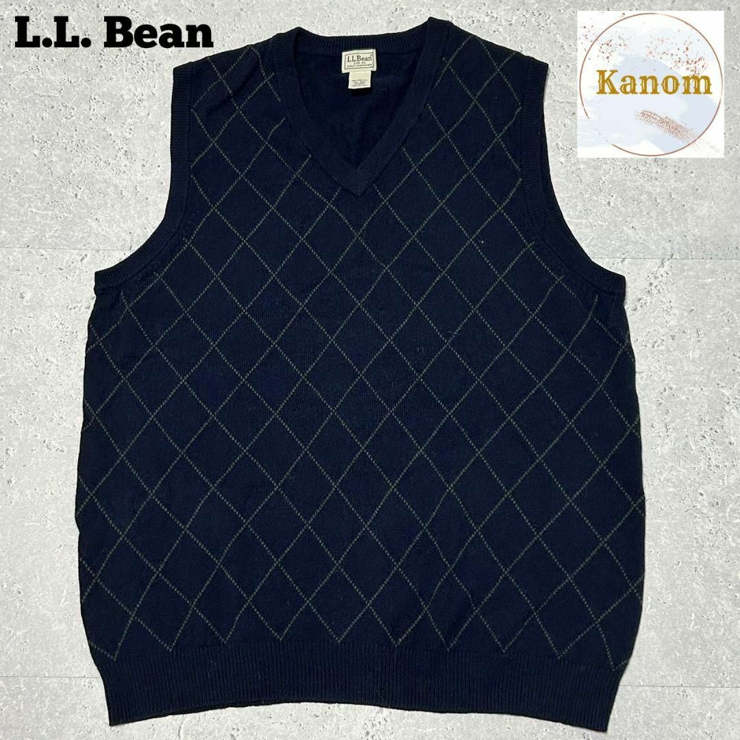 L.L.Bean(エルエルビーン)のエルエルビーン L.L. Bean ラムウール ニットベスト チェック セーター メンズのトップス(ベスト)の商品写真