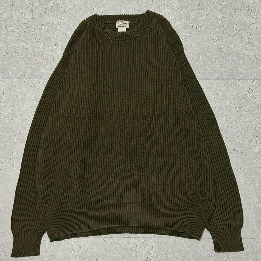 エルエルビーン L.L. Bean コットンニット リブ編み セーター グリーン23J4-68↓↓↓