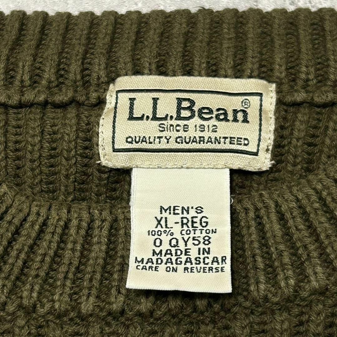 エルエルビーン L.L. Bean コットンニット リブ編み セーター グリーン23J4-68↓↓↓