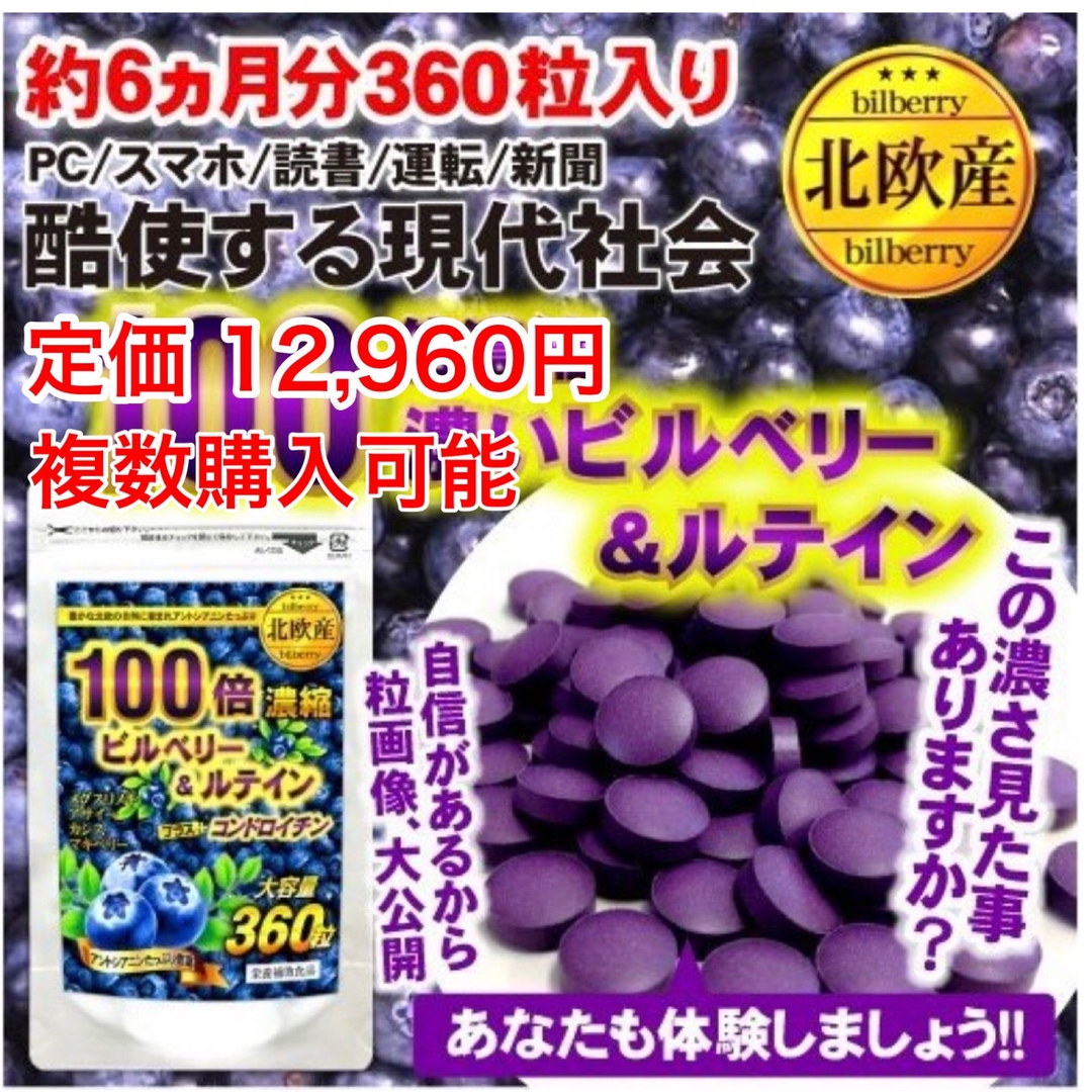 ビルベリー＆ルテインPLUSコンドロイチン（約6ヵ月分/360粒） 食品/飲料/酒の健康食品(その他)の商品写真