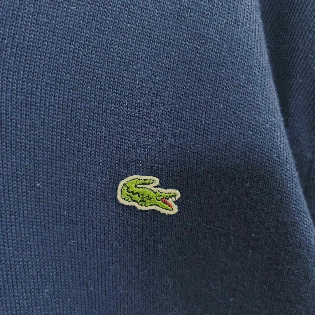 メンズブランド古着LACOSTEラコステ　ワニ刺繍ロゴVネックコットンニット紺6