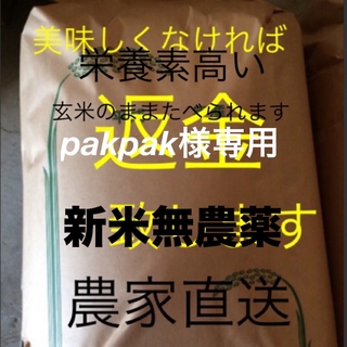 pakpak様専用　新米　無農薬純こしひかり30㎏  7分精米(米/穀物)