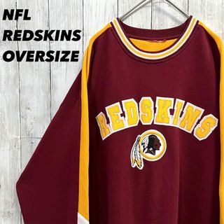 ヴィンテージ古着NFL REDSKINS アーチロゴ刺繍スエットトレーナー　赤黄(スウェット)