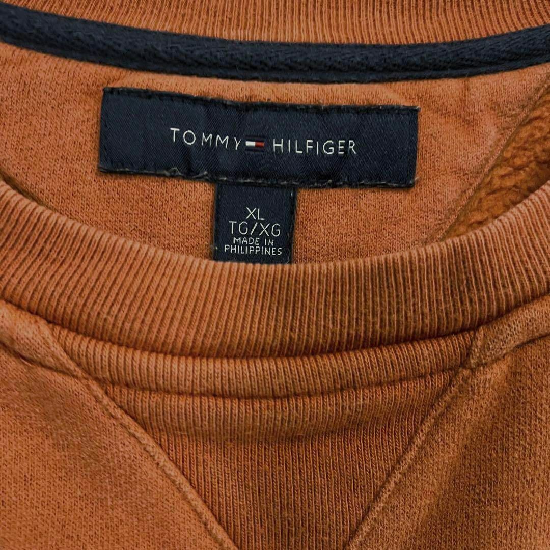 TOMMY HILFIGER(トミーヒルフィガー)のアメリカ古着トミーヒルフィガー　切替カラー刺繍ロゴスエットトレーナー　オレンジ紺 メンズのトップス(スウェット)の商品写真