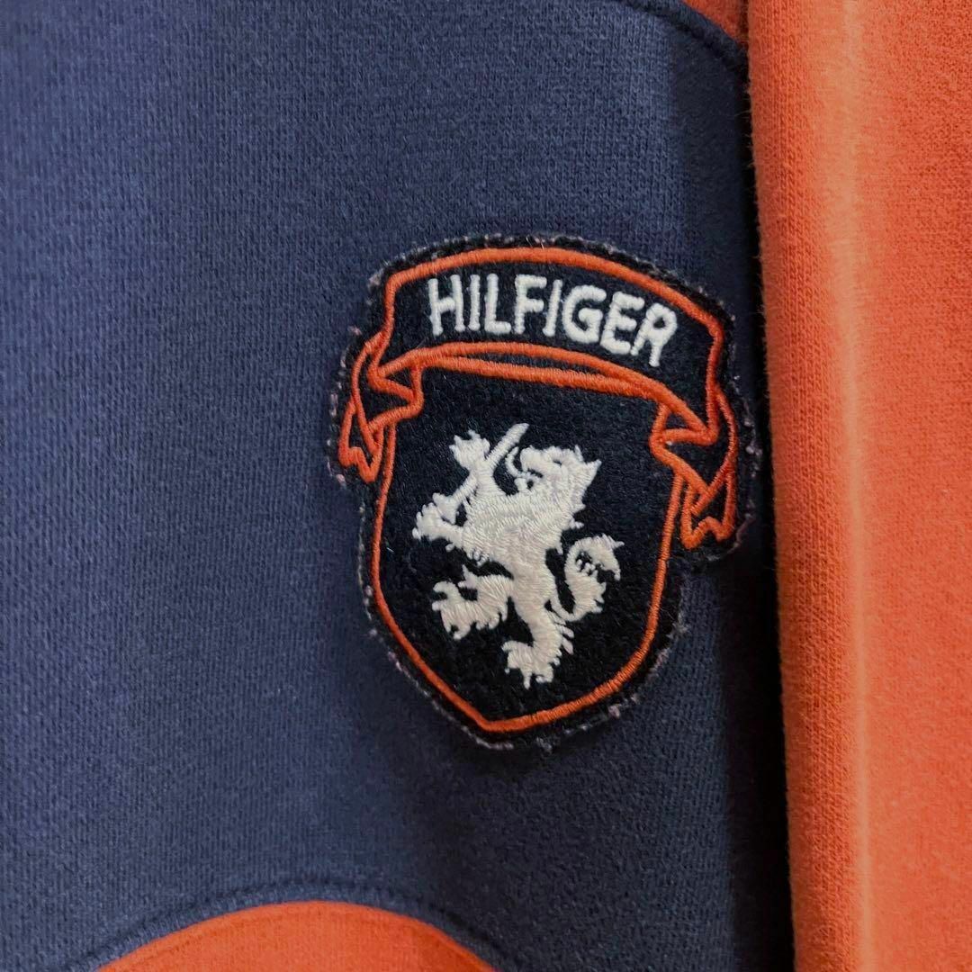 TOMMY HILFIGER(トミーヒルフィガー)のアメリカ古着トミーヒルフィガー　切替カラー刺繍ロゴスエットトレーナー　オレンジ紺 メンズのトップス(スウェット)の商品写真