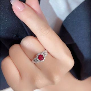 天然 ルビー ダイヤモンド リング 0.92ct k18 ¥(リング(指輪))