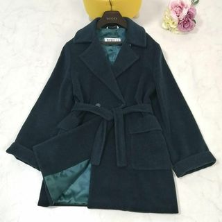 マックスマーラ(Max Mara)の極美品✨マックスマーラ　ロングコート　ベルト　40　大きいサイズ　ダブル　モヘヤ(ロングコート)