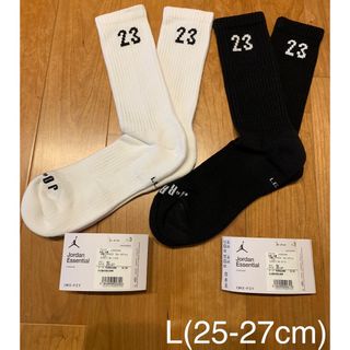 ジョーダン(Jordan Brand（NIKE）)の新品　ジョーダン　L(25-27cm) エッセンシャル　クルーソックス　白黒2足(バスケットボール)