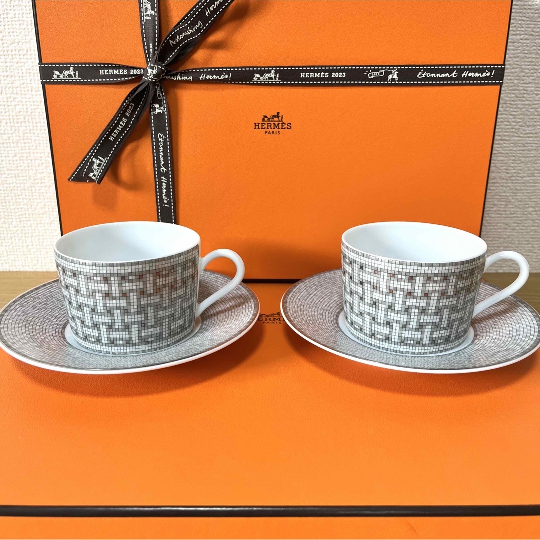 【新品未使用品】HERMES ラリー24 ティーカップ\u0026ソーサー　2セット