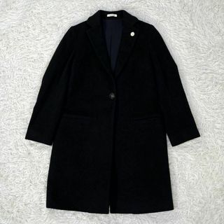 LARDINI - 【美品・カシミヤ100%】ラルディーニ　チェスター コート　ブートニエール　黒