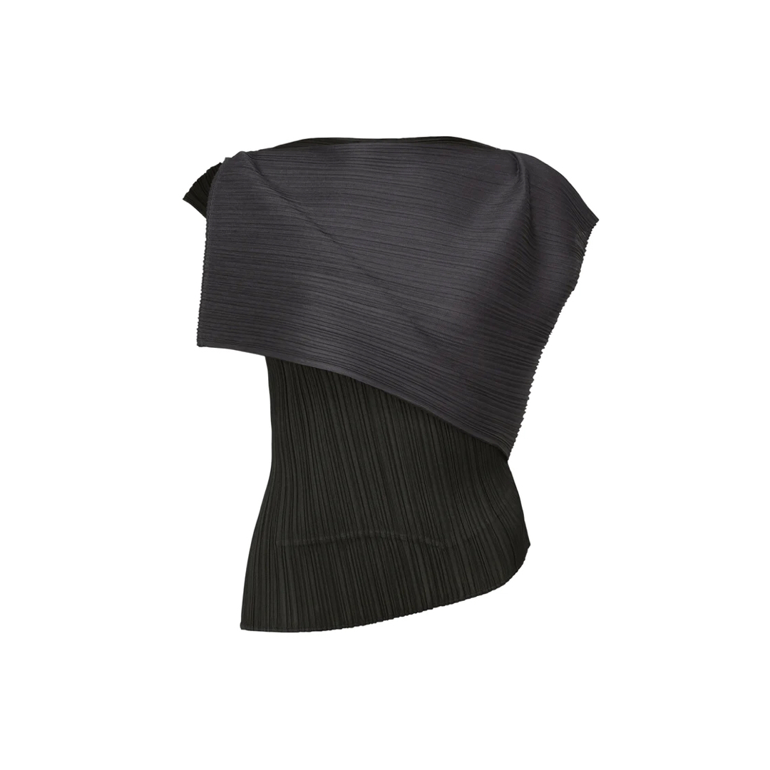 PLEATS PLEASE ISSEY MIYAKE(プリーツプリーズイッセイミヤケ)のPLEATS PLEASE ISSEY MIYAKE BLACK GRAY レディースのトップス(カットソー(半袖/袖なし))の商品写真