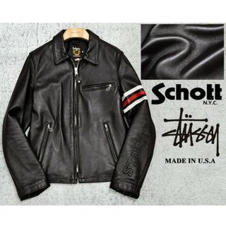 ステューシー(STUSSY)のStussy Schott Riders Leather Jacket Sサイズ(レザージャケット)