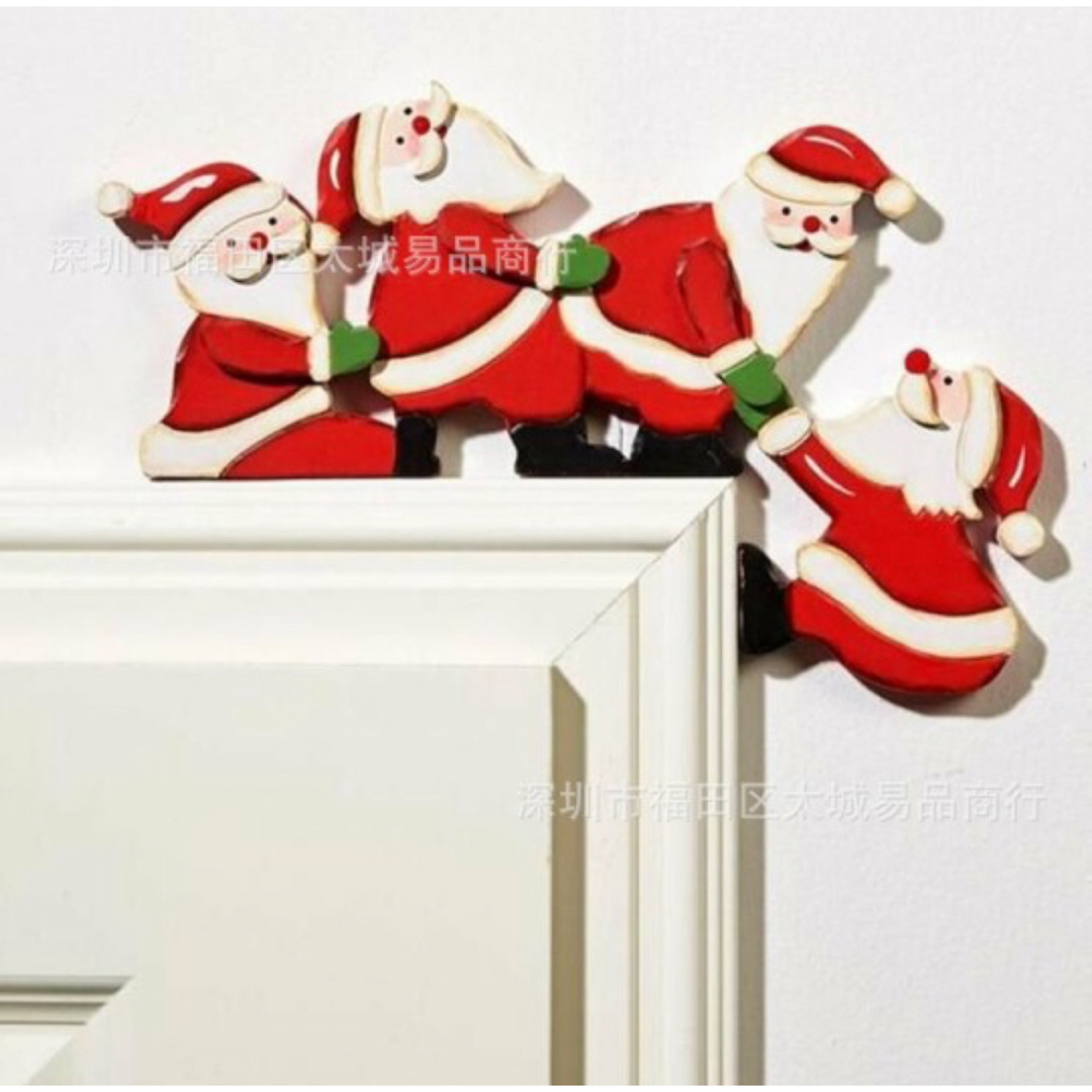 クリスマス　装飾　サンタ　ウッド　コーナーフレーム　雑貨　飾り　オーナメント　冬 ハンドメイドのインテリア/家具(インテリア雑貨)の商品写真