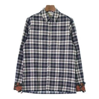 グッチ(Gucci)のGUCCI グッチ カジュアルシャツ 36(XS位) 紺x白(チェック) 【古着】【中古】(シャツ/ブラウス(長袖/七分))