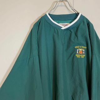 ビンテージ　ナイロンプルオーバー古着亀デザイン90s 一点もの　タートル緑長袖